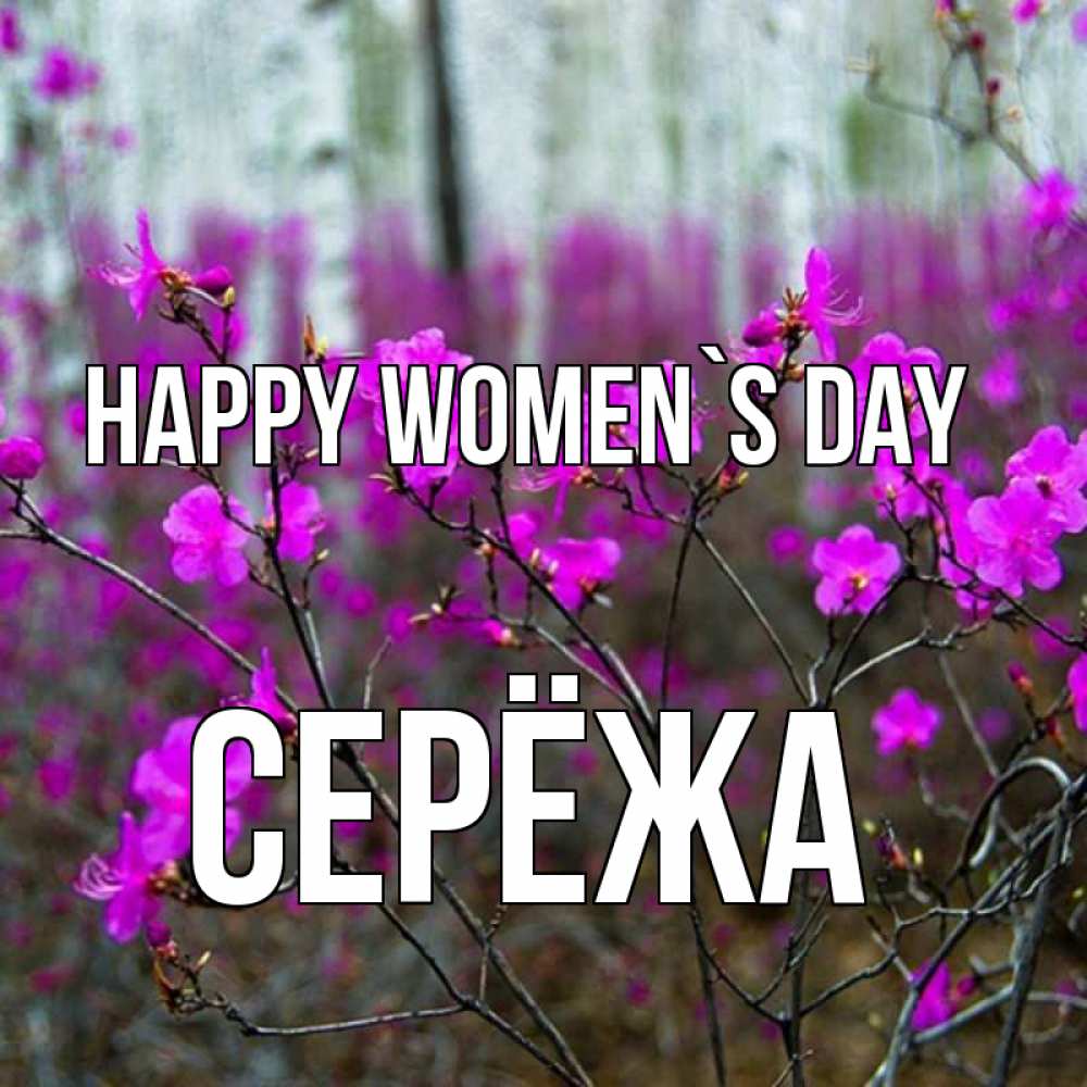 Greetings card с именем, Серёжа happy women`s day дикие цветы Greetings with text for free download 
